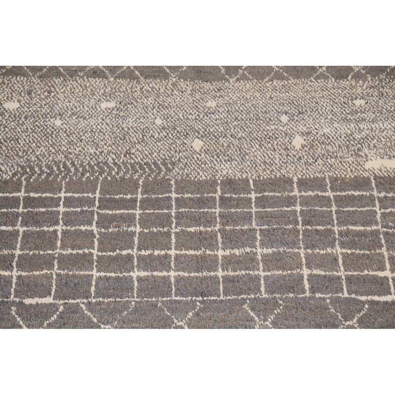 Trellis Modern Moroccan Wool Area Rug Hand-knotted Living Room Carpet - 9'11" x 14'6"