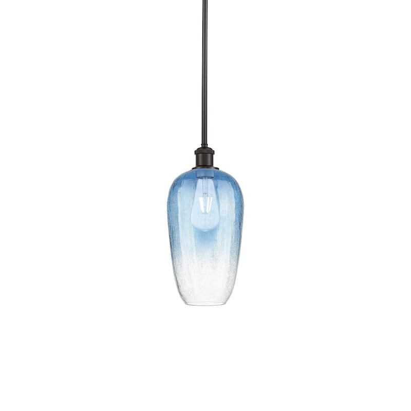 Innovations Lighting 516-1S-15-7 Brookhaven Flute Pendant Brookhaven - Oil Rubbed Bronze / Sapphire Blue