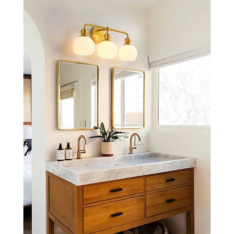 Irvine Gold Modern Frosted Glass 3-Light Vanity Light