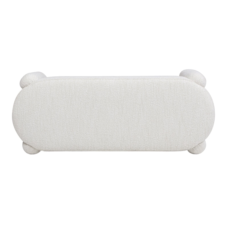Hugo 49" Transitional Boucle Faux Sherpa Fully Upholstered Oval Bench
