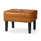preview thumbnail 10 of 42, Glitzhome 22"W Mid-century PU Leather Tufted Ottoman Foot Stool Cognac