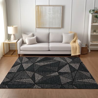 Machine Washable Indoor/ Outdoor Chantille Geometric Mosaic Rug