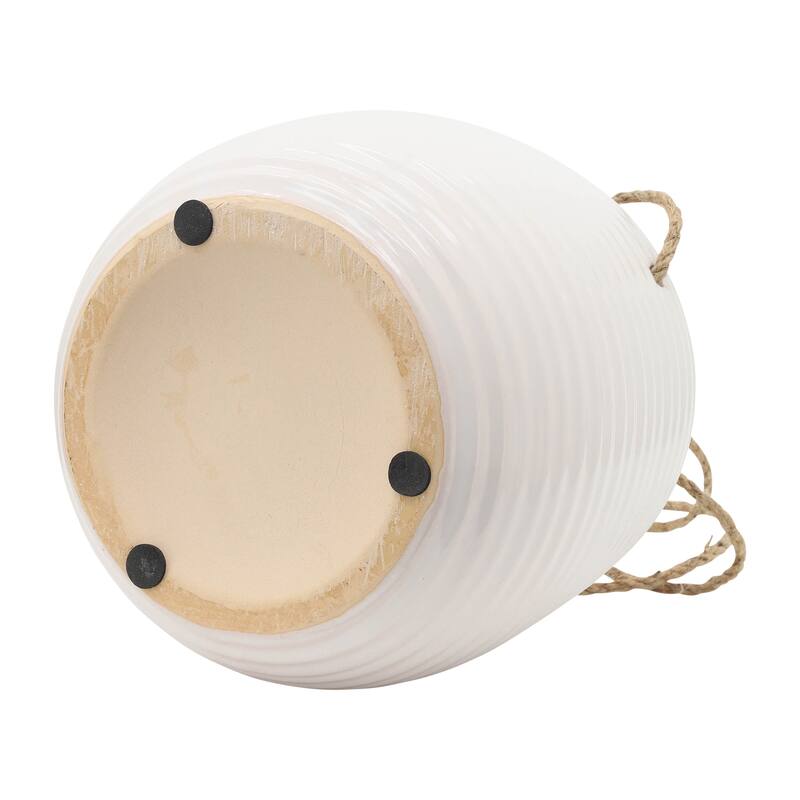 Sagebrook Home Neutral Textured Ceramic Hanging Planter