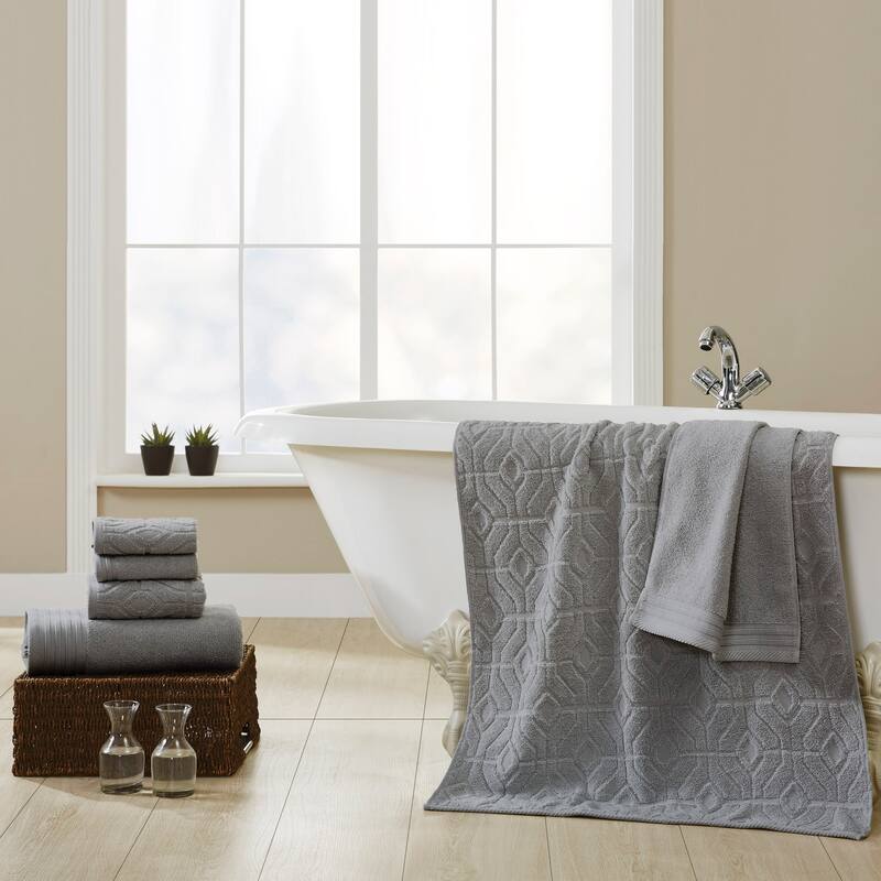 Modern Threads 6-Piece Yarn Dyed Diamond Gate Jacquard Towel Set