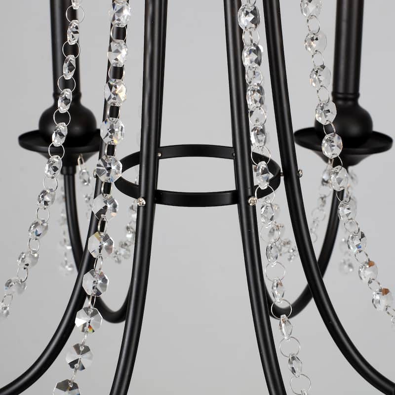 6-Light Vintage Small Candlestick Chandelier, Farmhouse Crystal Chandelier for Dining Room Living Room Bedroom Kitchen