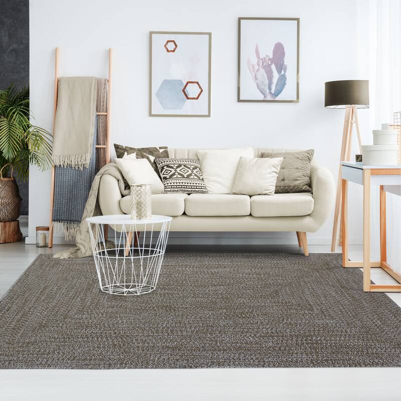 Superior Modern Rustic Bohemian Reversible Multi-Tone Braided Indoor Outdoor Area Rug