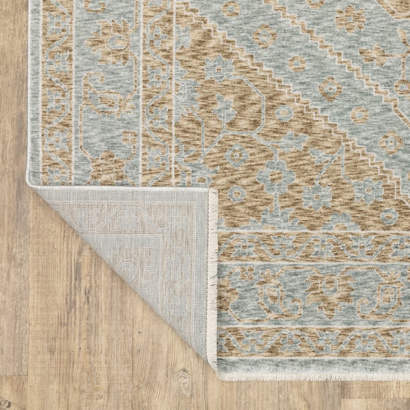 Style Haven Estella Global Center Medallion Brown/Pale Blue Area Rug