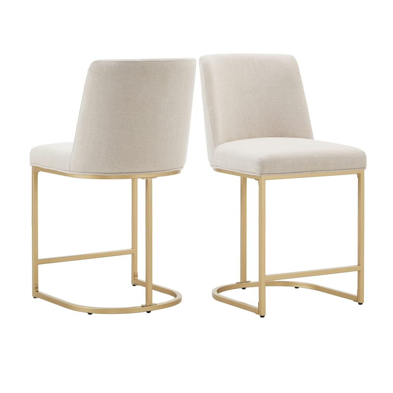 Beardsley Bar and Counter Stool (Set of 2) by iNSPIRE Q Modern - Beige - Counter Height