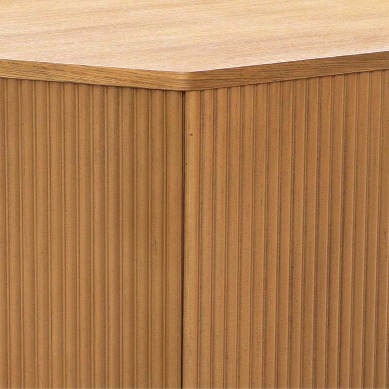 Fluted Hexagon Coffee Table with Natural Wood Color