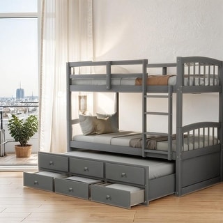 Multifunctional Trundle Bunk Bed with Drawers