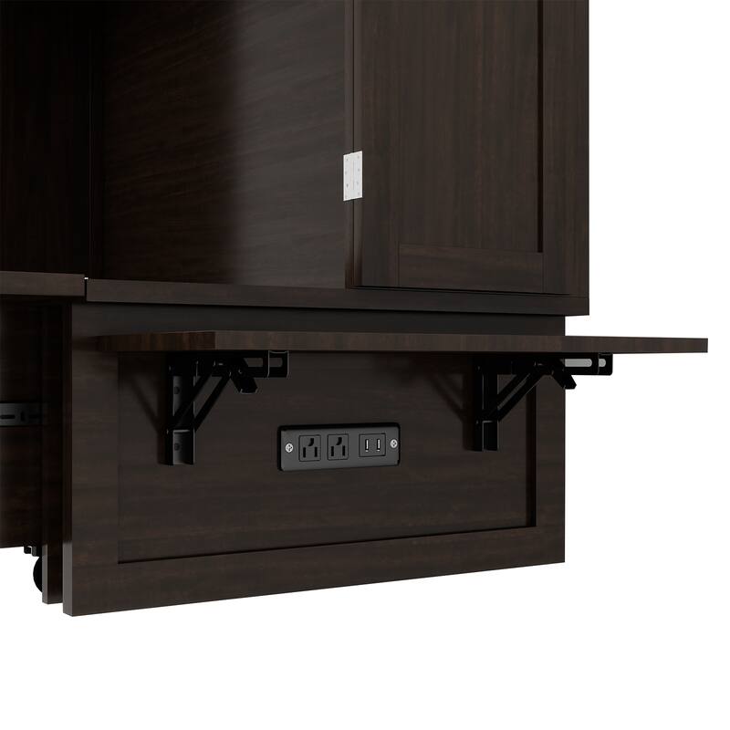 Solid Wood Murphy Bed Full Size with Storage | Space Saving Walnut Cabinet Bed with Easy Pull-Out Mechanism for Bedroom