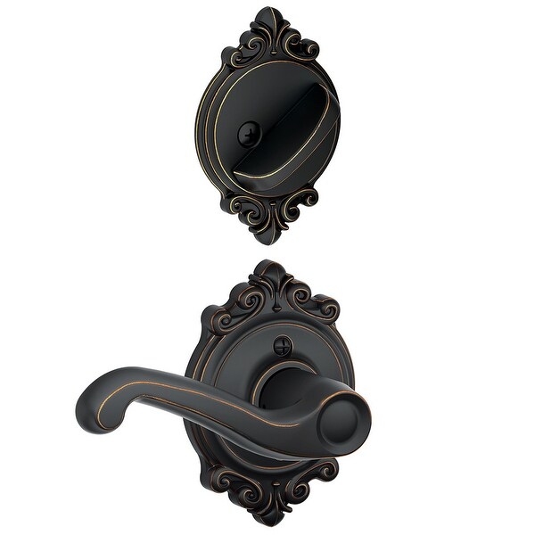 Schlage F59-FLA-BRK-RH Flair Right Handed Single Cylinder Interior Pack with Decorative Brookshire Trim - Exterior Handleset