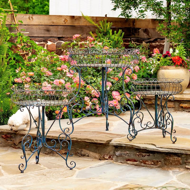 Set of 3 Round Plant Stands with Baskets "Copenhagen 1843"