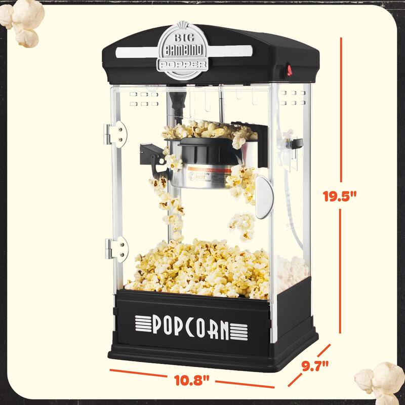 Popcorn Machine - Big Bambino Old Fashioned Popcorn Maker by Great Northern Popcorn (Black)