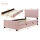 preview thumbnail 24 of 31, Twin Size Platform Bed with Trundle Bed, Velvet Upholstered Bed Frame with Headboard and Footboard No Box Spring Needed