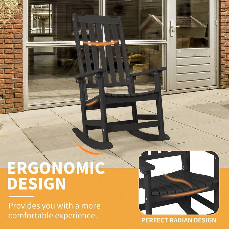Vrakae 4 PCS Patio All Weather Resistant High Back Rocking Chair