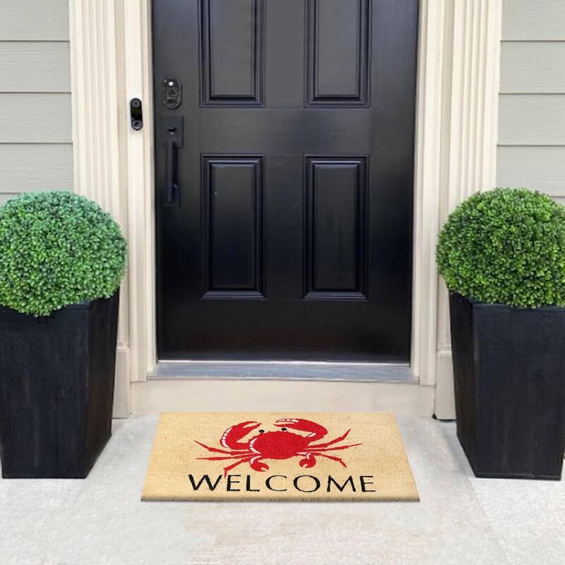 A1HC Natural Coco Coir Door Mat with Heavy Duty Non-Slip PVC Backing - 18" x 30" - Easy to Clean