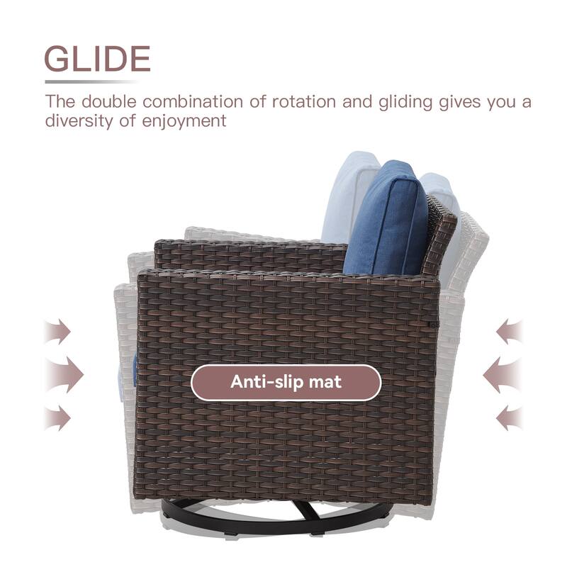 Outdoor Sofa Glider Chairs Table and Fire Pit Table