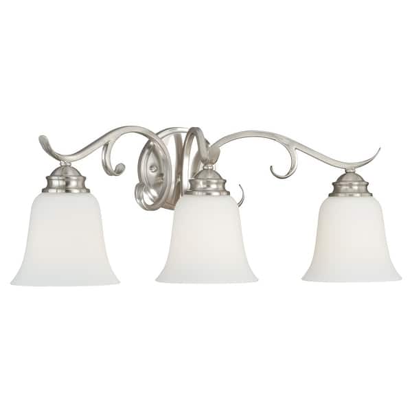 slide 1 of 5, Hartford 3 Light Satin Nickel Bathroom Vanity Fixture - 23.5-in W x 9-in H x 8.25-in D