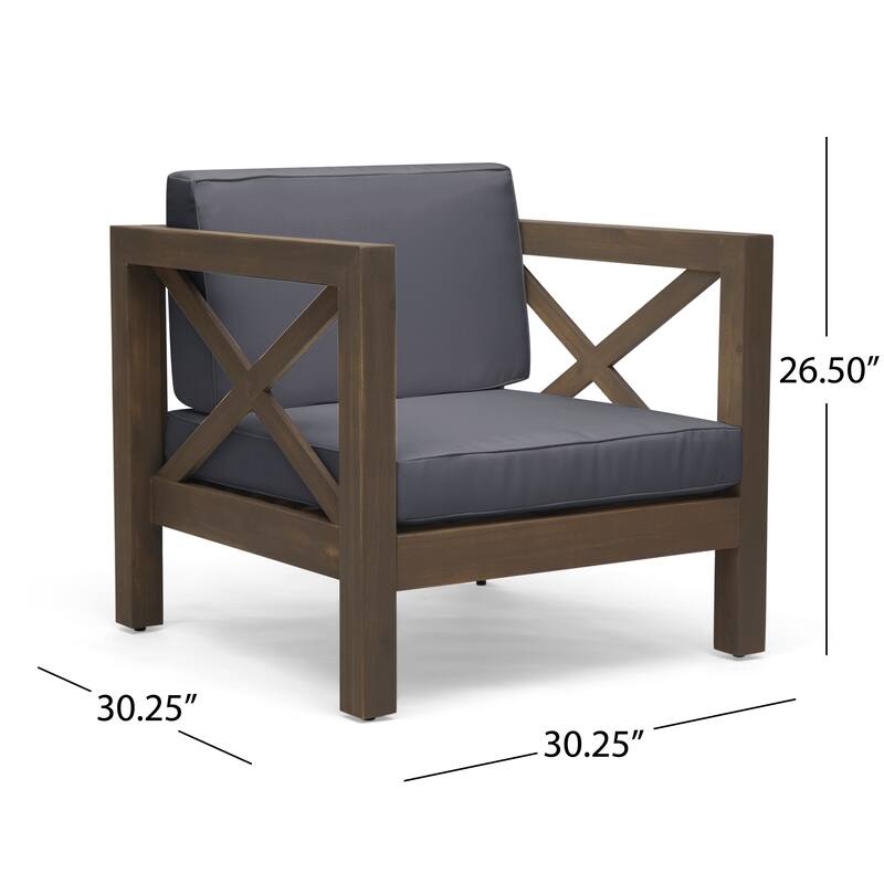 Brava Outdoor Acacia Club Chairs (Set of 2) by Christopher Knight Home