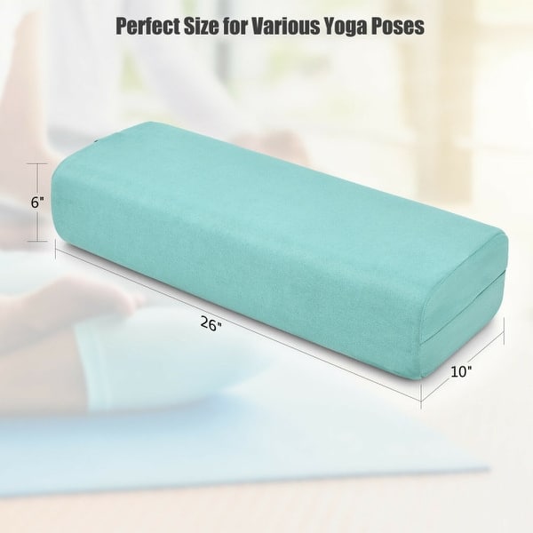 Yoga Bolster Pillow with Washable Cover and Carry Bag-Green - 26