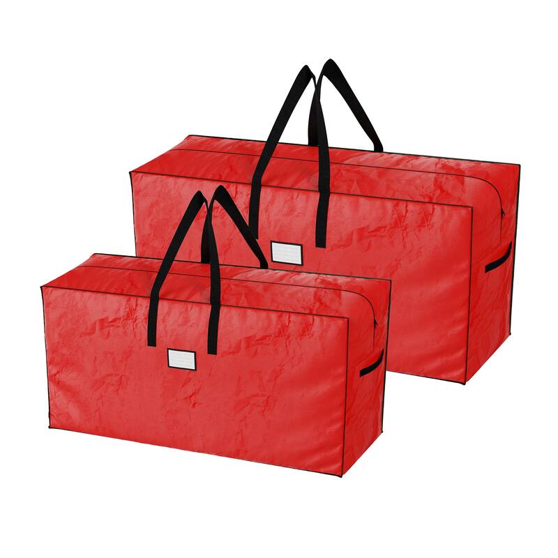 Christmas Tree Storage Bags - Set of 2 Woven Totes for up to 16-Foot Artificial Trees by Elf Stor (Red)