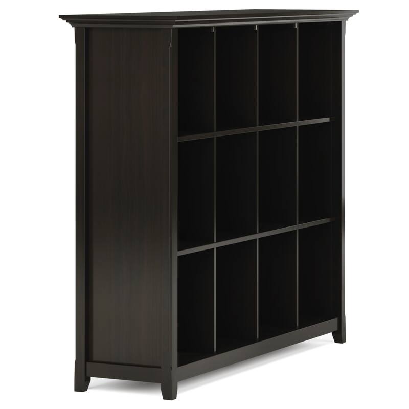 Halifax SOLID WOOD 48x57" Transitional 12 Cube Storage Bookcase in Hickory Brown - 15.75" D x 57" W x 48" H