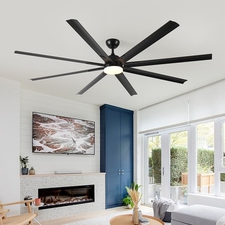 84 In Super Large Black 8 Blades Ceiling Fan with Remote Control