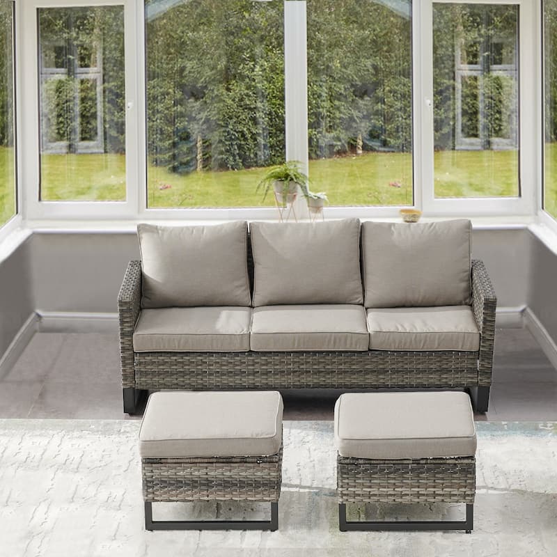 Gymojoy 3-Seat Outdoor Sofa, All-Weather PE Wicker