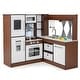 preview thumbnail 10 of 8, Gymax Wooden Corner Play Kitchen w/ Lights & Sounds Water Circulation