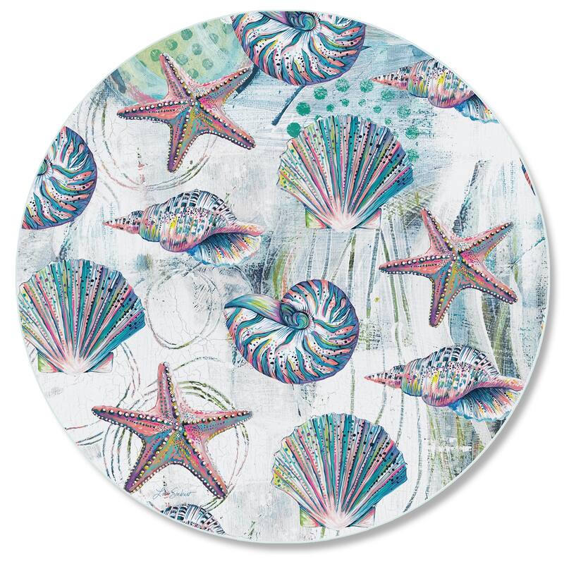Glass Lazy Susan Jewels of the Sea Turntable 13 Inch Diameter