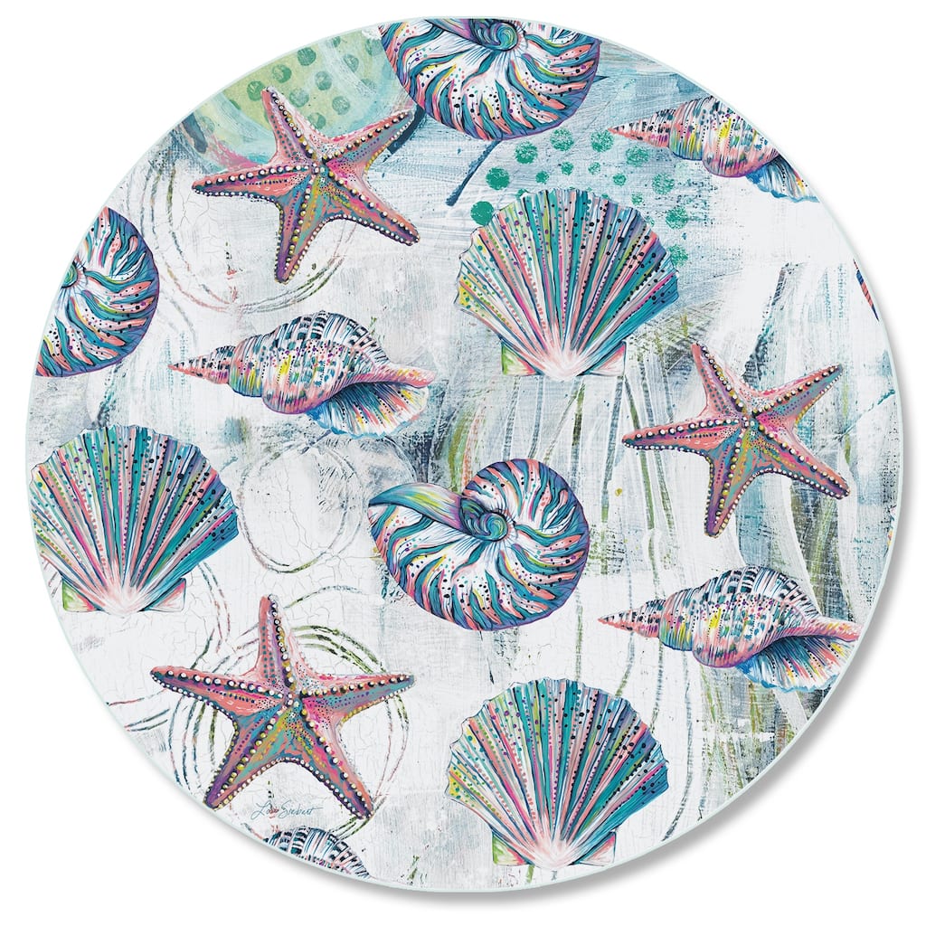 Glass Lazy Susan Jewels of the Sea Turntable 13 Inch Diameter