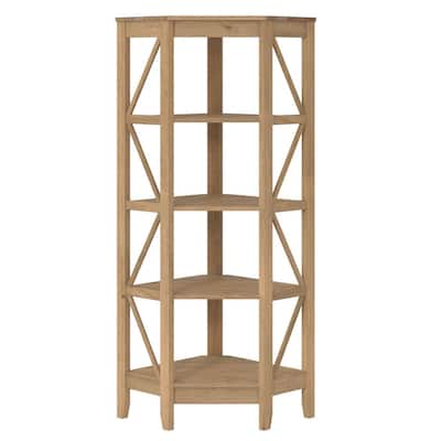 Wood Corner Bookcase 4 Shelf Corona
