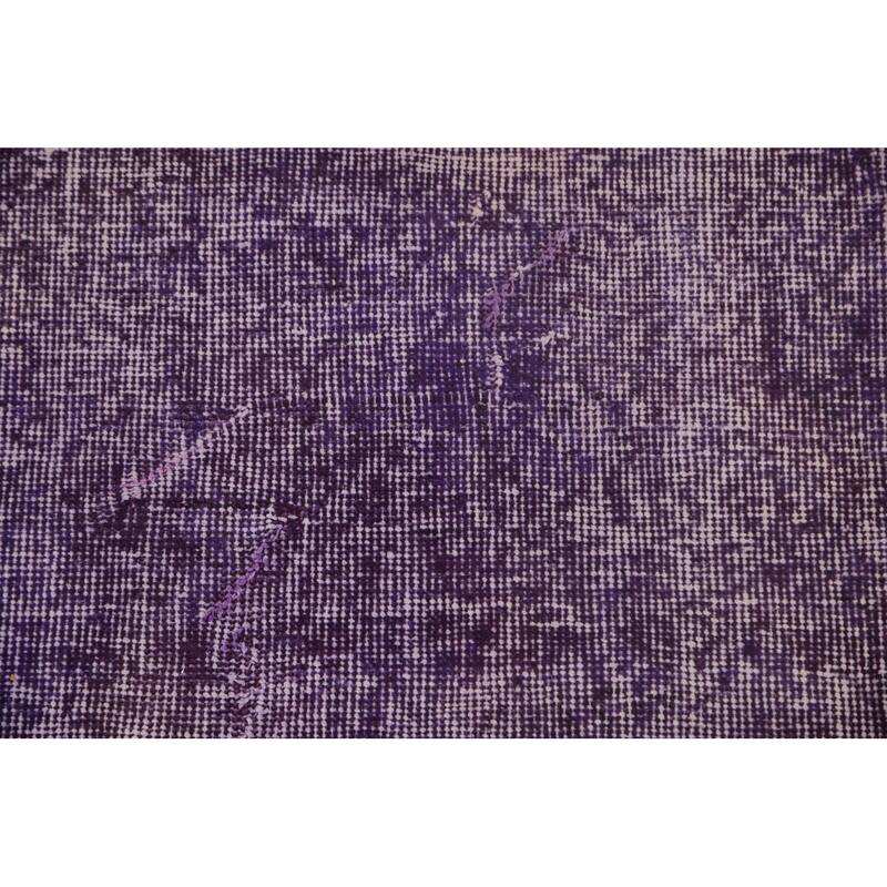 Distressed Anatolian Turkish Vintage Rug Handmade Purple Wool Carpet - 8'1" x 11'8"