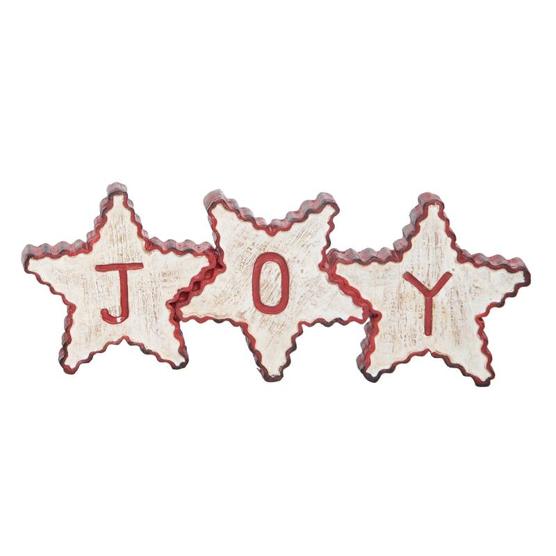 Transpac Resin 11.5 in. Off-White Christmas Rustic Joy Star Decor