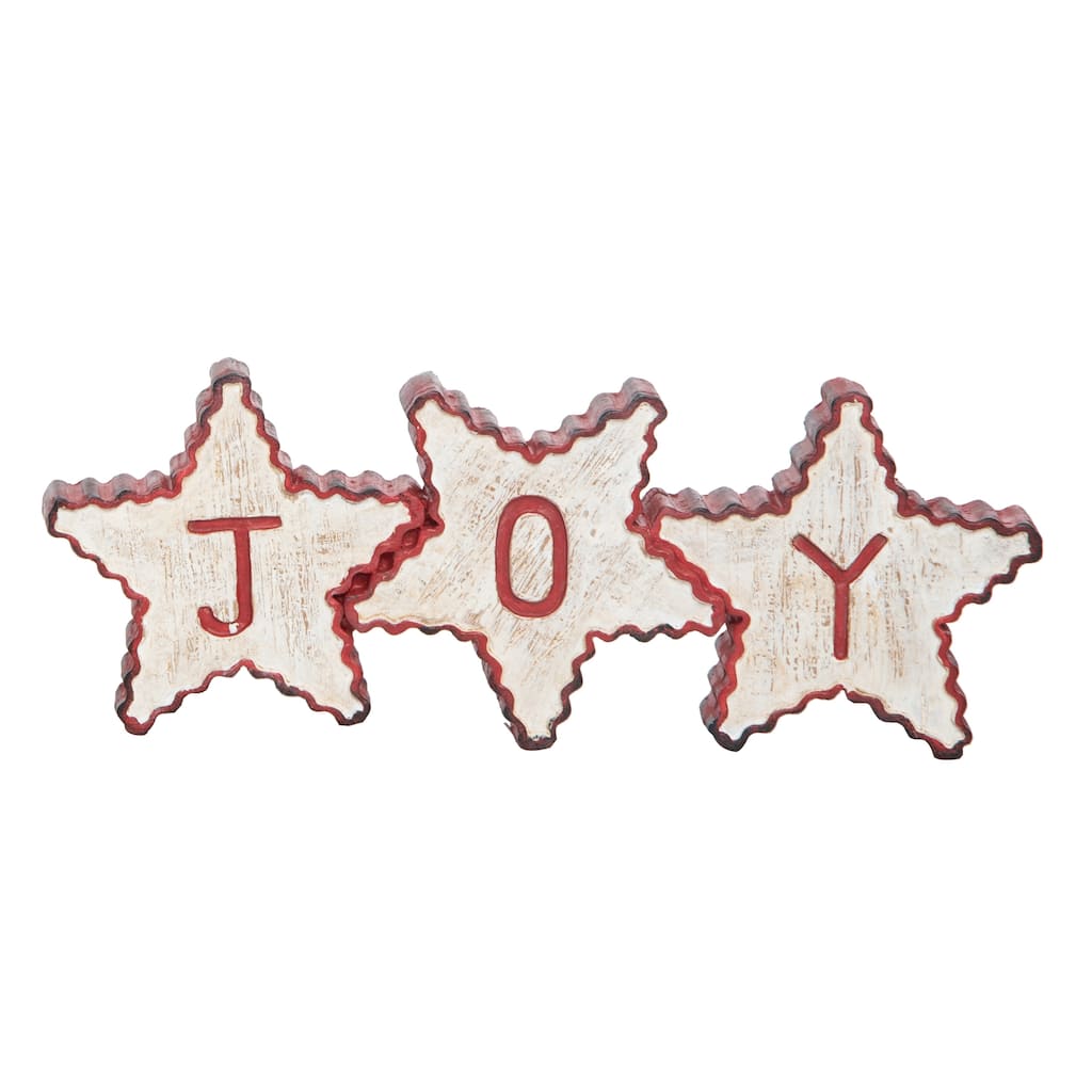 Transpac Resin 11.5 in. Off-White Christmas Rustic Joy Star Decor
