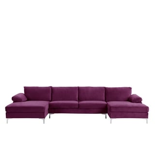 Modern XL Velvet Upholstery U-shaped Sectional Sofa