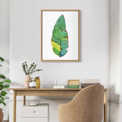 Kate and Laurel Sylvie Banana Leaf Framed Canvas by Viola Kreczmer