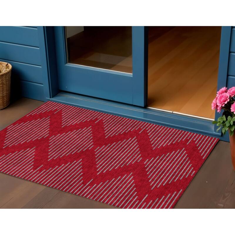 HomeRoots Geometric Transitional Rectangle Outdoor Rug - 3' x 5'