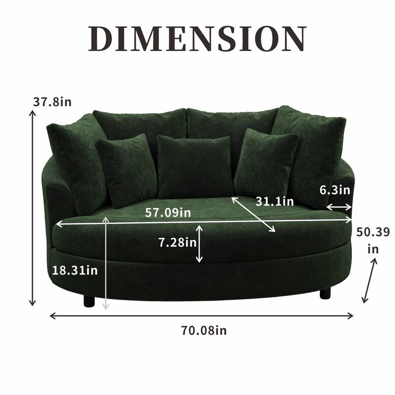 70.1"W Modern Chenille Loveseat with 7 Cushions,Oversized Accent chair