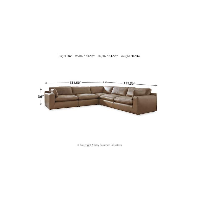 Signature Design by Ashley Emilia Medium Brown 5-Piece Sectional - 132"W x 132"D x 36"H