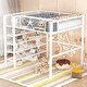 preview thumbnail 50 of 84, Heavy Duty Metal Loft Bed Frame for Dorm with 4-Tier Storage Shelves, Ladders & Safety Guard Rail, Storage Platform Bed
