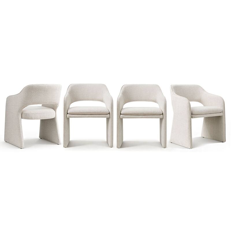 19" Seat Height Upholstered Fabric Dining Armchair (Set of 4)