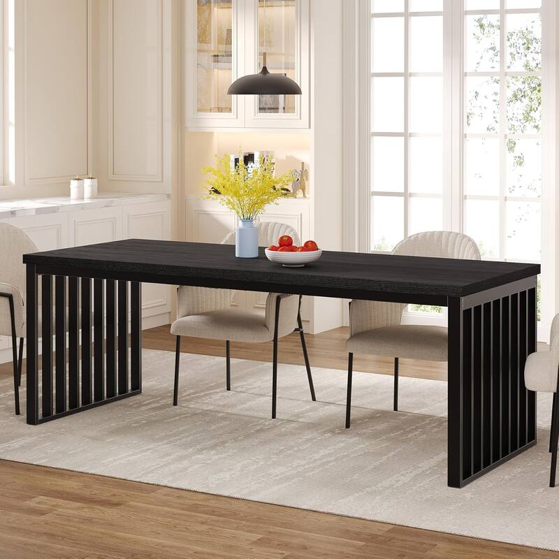 78.74" Industrial Long Rectangle Dining Table, Wood Kitchen Table for Living/Dining Room