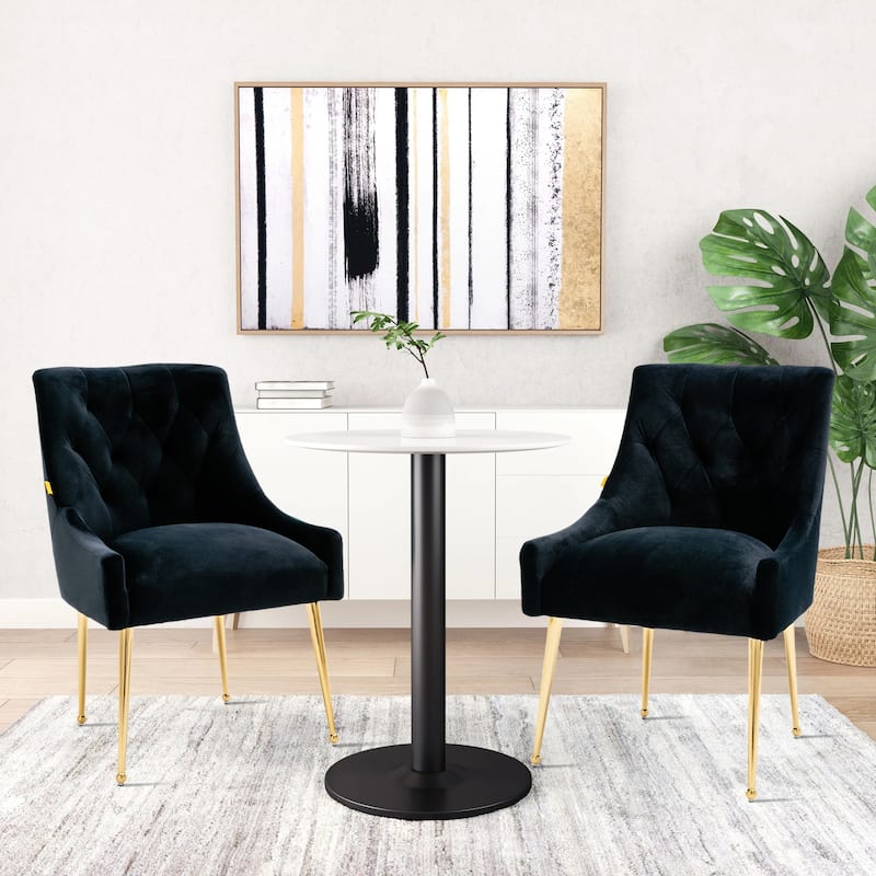 Tufted Velvet Upholstered Accent Dining Chairs Side Chairs (Set of 2) - Black
