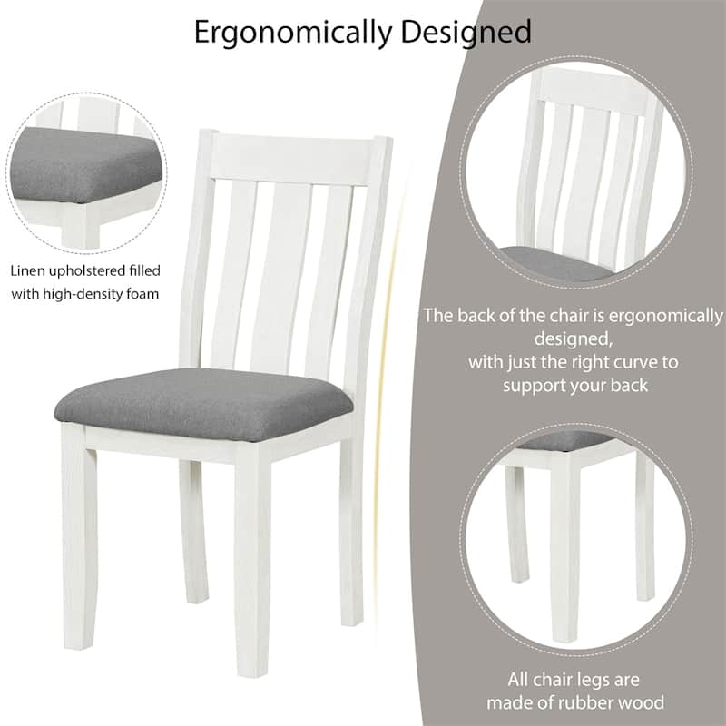 7-Piece Dining Table Set w/ Extendable Table and 6 Upholstered Chairs