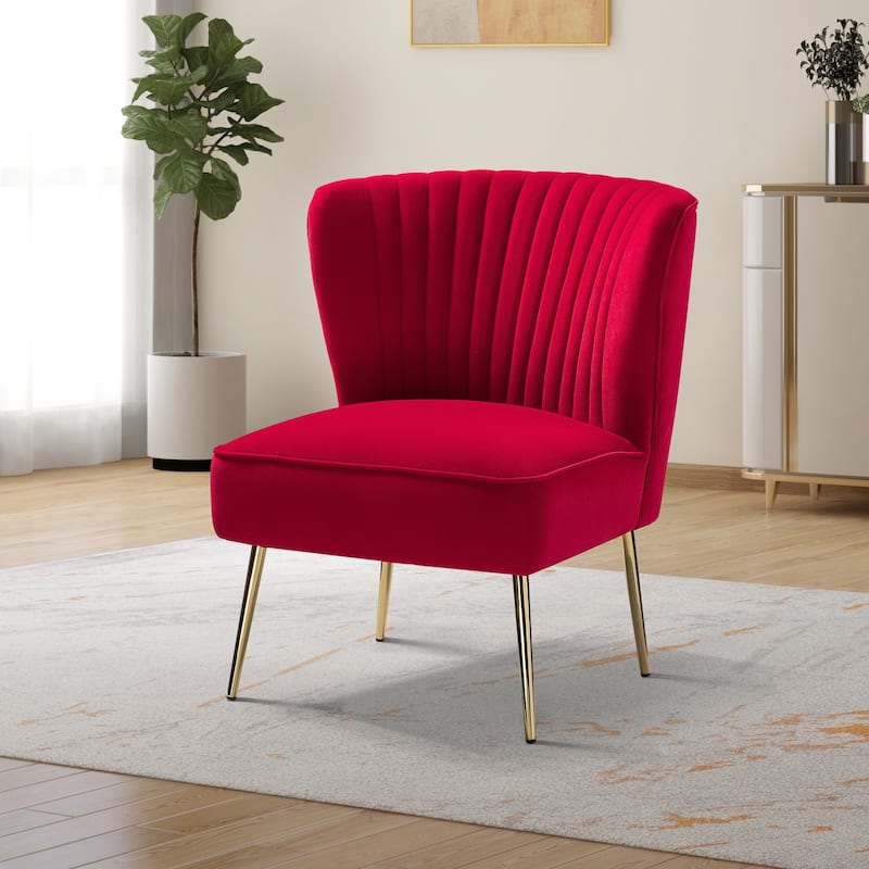 Monica 22''W Upholstered Modern Tufted Accent Side Chair with Gold Legs by HULALA HOME