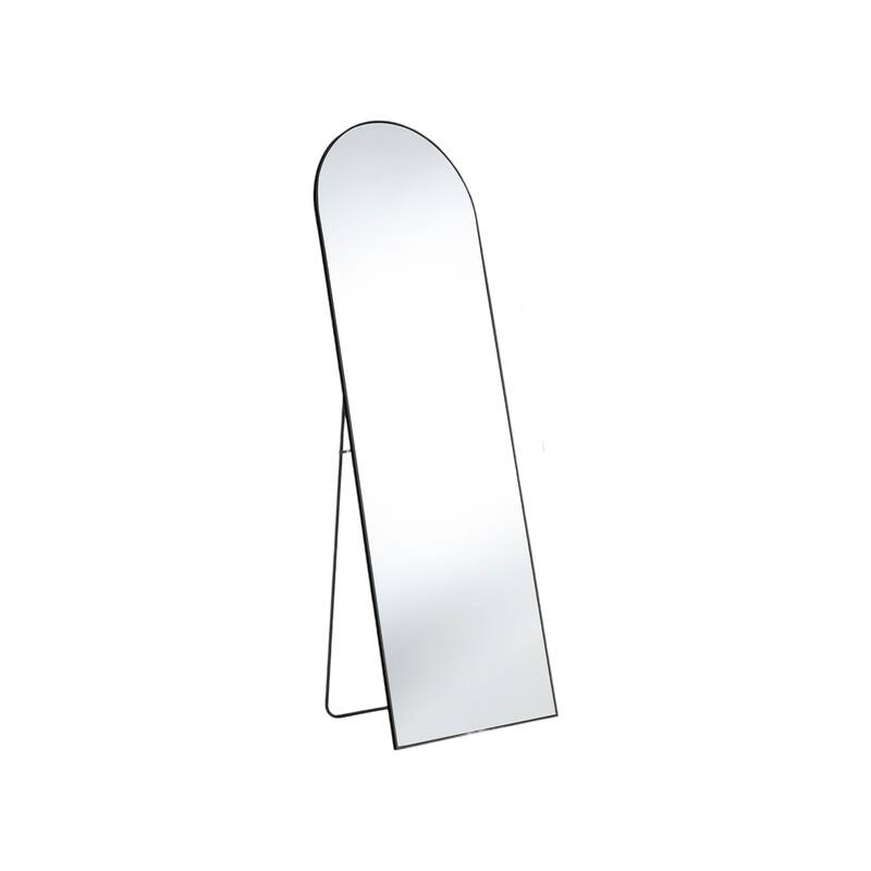 HomeRoots 63" Black Metal Arch Freestanding and Wall Mount Framed Full Length Mirror - 20.00 in. x 63.00 in. x 0.50 in.