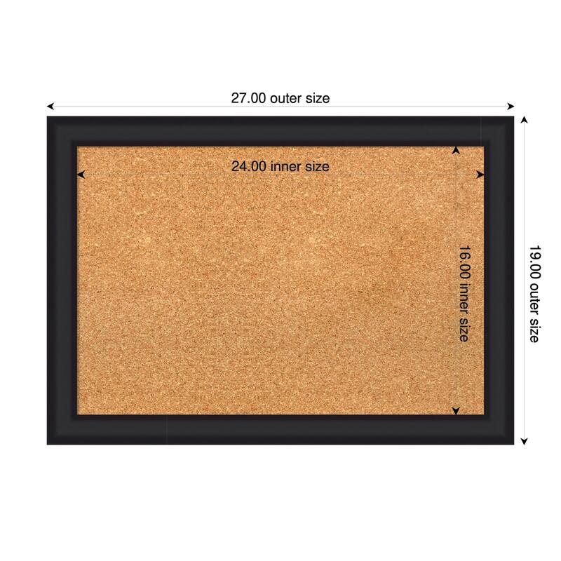 Oliver Black Narrow Wood Framed Cork Board - Bulletin Board, Organization Board, Pin Board - Natural - 27 x 19 in