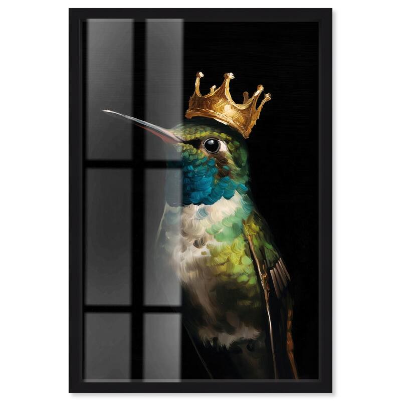 Crowned Azure Bird I Shadowbox by Art Remedy - Black - 20" x 30"